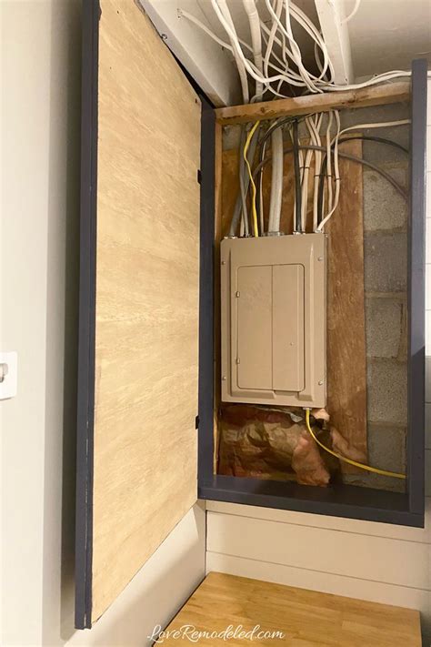 hide electrical box basement|hiding electrical panels outside.